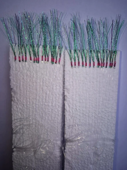 Eagenset Çapari, İstavrit Çaparisi, 30x12 Beden, Ultraviyole Uv Neon Seçenekli 11 No Beyaz İğne, 15 İğneli 2li Paket - 2