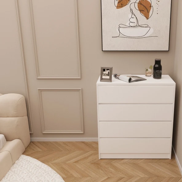 Viesmo Tidy Dört Çekmeceli Şifonyer Beyaz