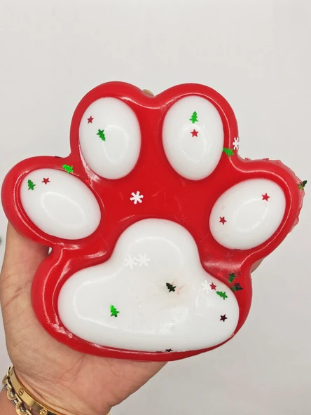 Dev Pati Squishy Taba Squishy Kedi Pati Sıkma 14 cm Pullu Pati Sukuşi - Kırmızı/Beyaz ürün görseli 1