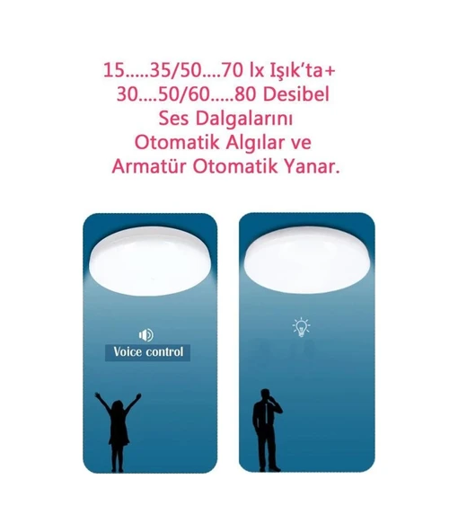 Ledvace Led Plafonyer 24W 6500K 1800lm IP44 Sensörlü Sarı Işık Armatür - Resim 2