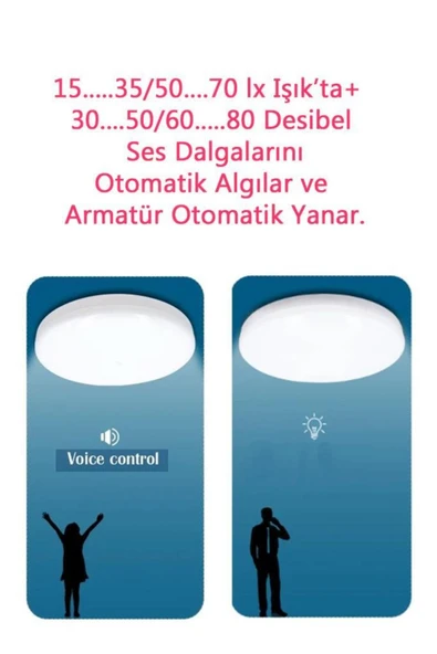 Ledvace Led Plafonyer 24W 6500K 1800lm IP44 Sensörlü Sarı Işık Armatür - Resim 7