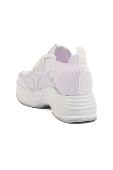 Ayakmod Beyaz Triko Kalın Taban Kadın Sneaker Lady 5002 Z - 4