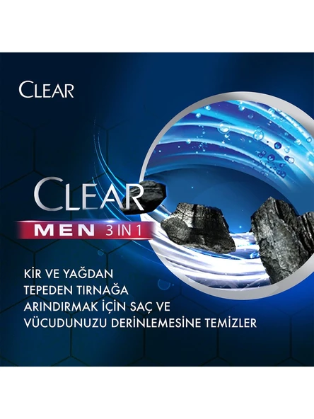 Clear Men Şampuan & Duş Jeli 3'ü 1 Arada Vücut Saç Yüz Arındırıcı Kömür İle 350 Ml - 4