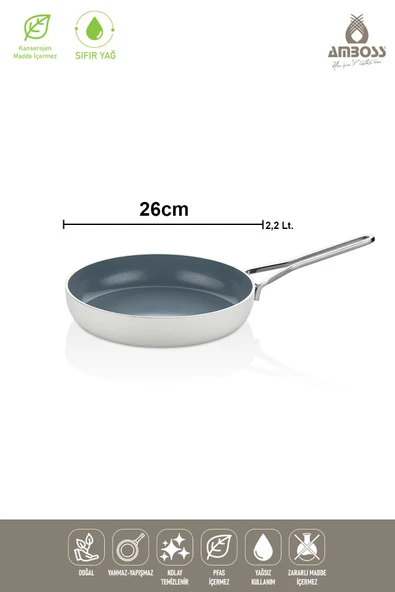 Sera Nova Yanmaz Yapışmaz Seramik Tava 26 cm – Beyaz - 5