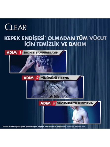 Clear Men Şampuan & Duş Jeli 3'ü 1 Arada Vücut Saç Yüz Arındırıcı Kömür İle 350 Ml - 6