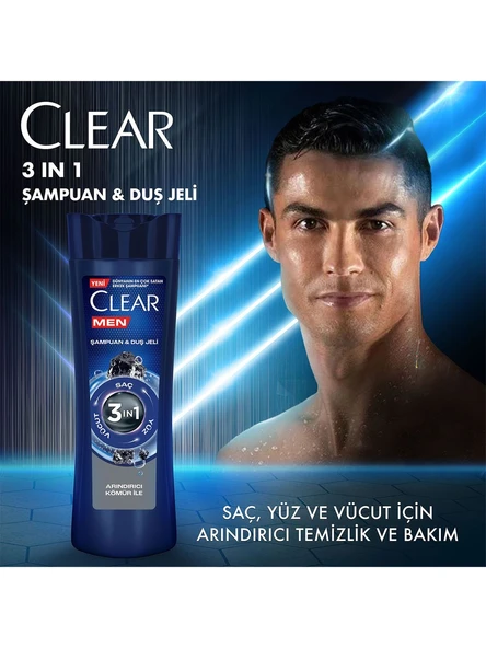 Clear Men Şampuan & Duş Jeli 3'ü 1 Arada Vücut Saç Yüz Arındırıcı Kömür İle 350 Ml - 3