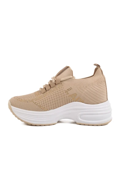 Ayakmod Bej Triko Kalın Taban Kadın Sneaker Lady 5002 Z - 2