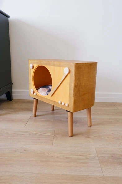 Kedi Evi Dekoratif Retro Plak Çalar Kedi Evi - 3