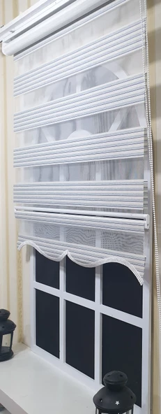 Zebra Stor Perde Çizgili Etek Dilimli ST 010  Ekru 130 x 200