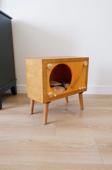 Kedi Evi Dekoratif Retro Plak Çalar Kedi Evi - 4