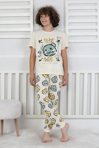 Çizgi Ayı Desenli Erkek Çocuk Pijama Takımı - 6