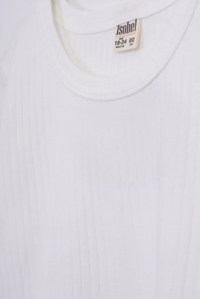 Basic Fitilli İnterlok Kumaş %100 Pamuk 1-5 Yaş Beyaz Bebek Pijama Takımı - 4