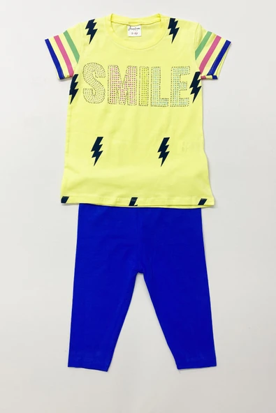 KIZ ÇOCUK KAPRİ TAYTLI TAKIM HARF BASKILI A61 - Resim 14