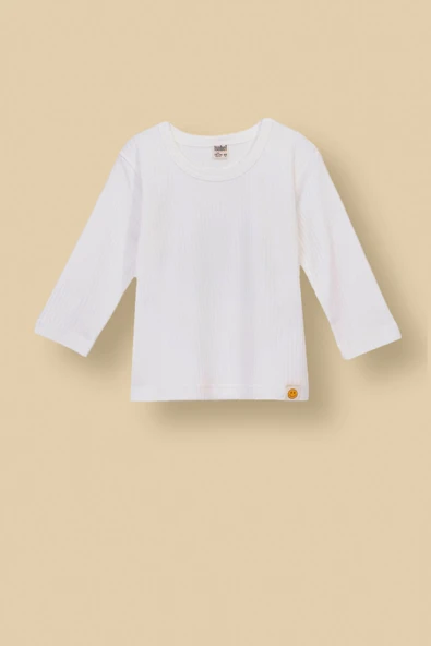Basic Fitilli İnterlok Kumaş %100 Pamuk 1-5 Yaş Beyaz Bebek Pijama Takımı - 2
