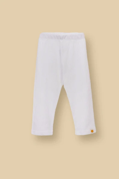 Basic Fitilli İnterlok Kumaş %100 Pamuk 1-5 Yaş Beyaz Bebek Pijama Takımı - 3