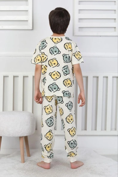 Çizgi Ayı Desenli Erkek Çocuk Pijama Takımı - 2
