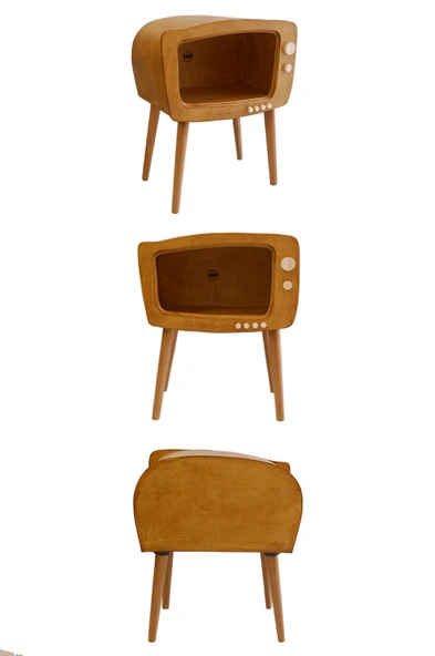 Dekoratif Retro TV Ahşap Sehpa ( Köşe Sehpa ) - 4