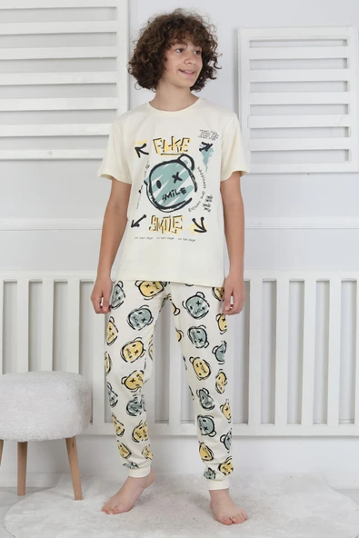 Çizgi Ayı Desenli Erkek Çocuk Pijama Takımı - 7
