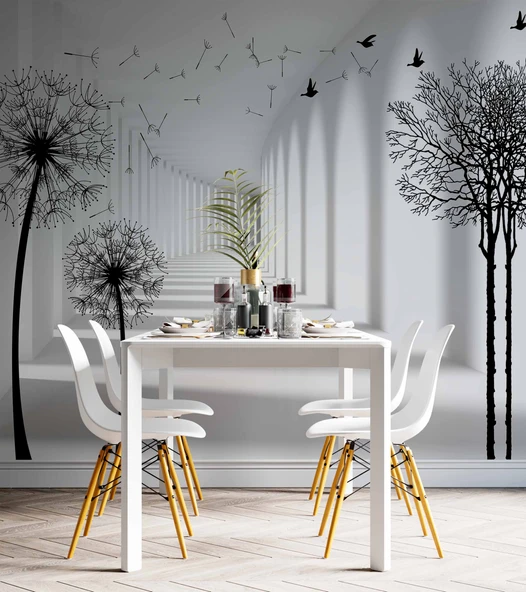 3 Boyutlu Derinlik Karahindiba Çiçeği Duvar Kağıdı - Resim 5