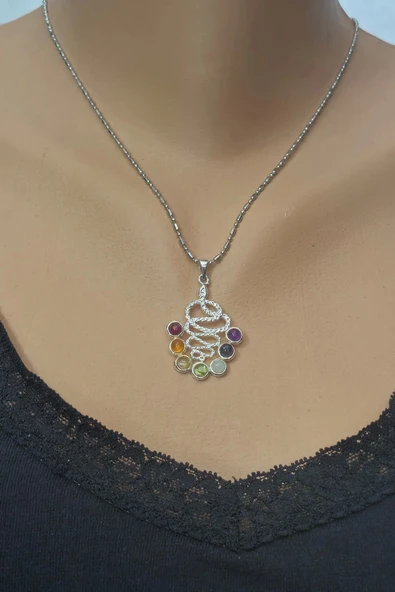 7 Çakra Taşlı Kolye Yılan Motifli 236-C3