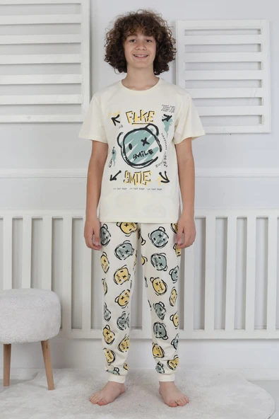 Çizgi Ayı Desenli Erkek Çocuk Pijama Takımı - 4