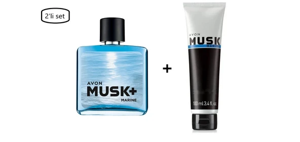 Avon Musk Marine Edt 75 Ml Erkek Parfüm + Avon Musk Marine Traş Sonrası Jeli 100 Ml-(2'li Set)