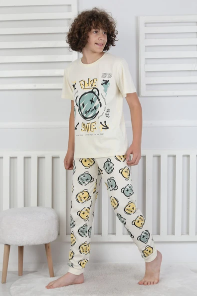 Çizgi Ayı Desenli Erkek Çocuk Pijama Takımı - 8