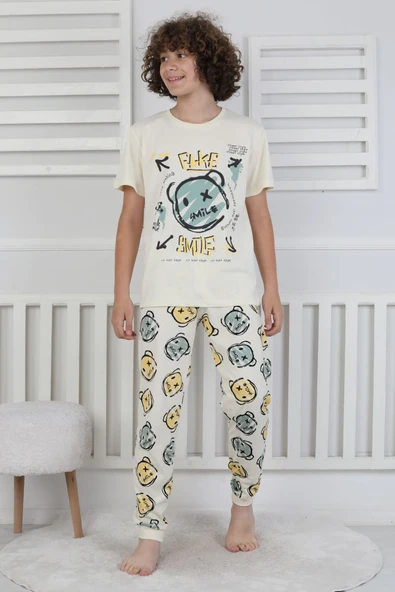Çizgi Ayı Desenli Erkek Çocuk Pijama Takımı - 10