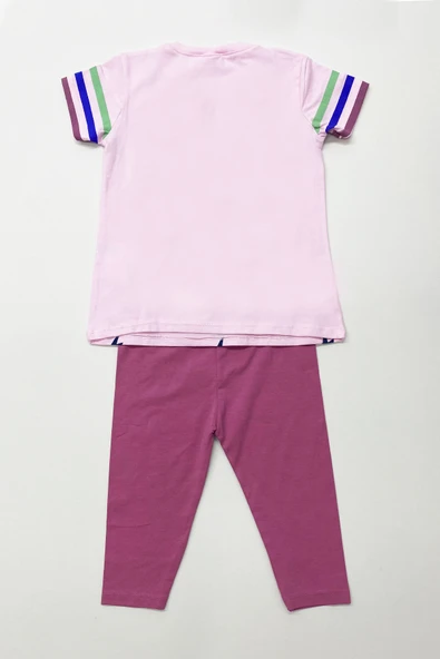 KIZ ÇOCUK KAPRİ TAYTLI TAKIM HARF BASKILI A61 - Resim 3