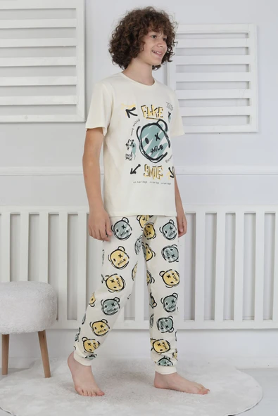Çizgi Ayı Desenli Erkek Çocuk Pijama Takımı - 11