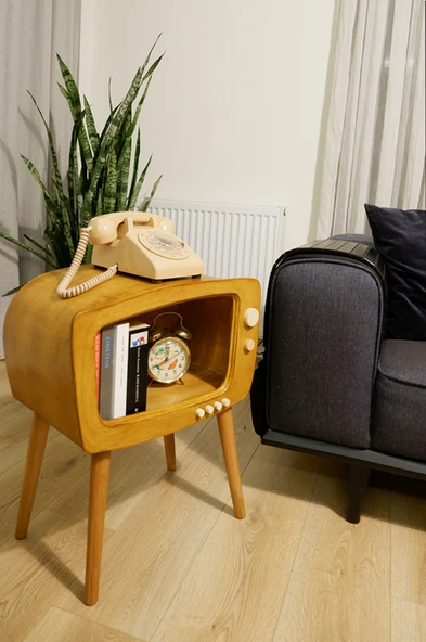 Dekoratif Retro TV Ahşap Sehpa ( Köşe Sehpa )