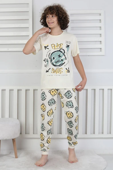 Çizgi Ayı Desenli Erkek Çocuk Pijama Takımı - 5