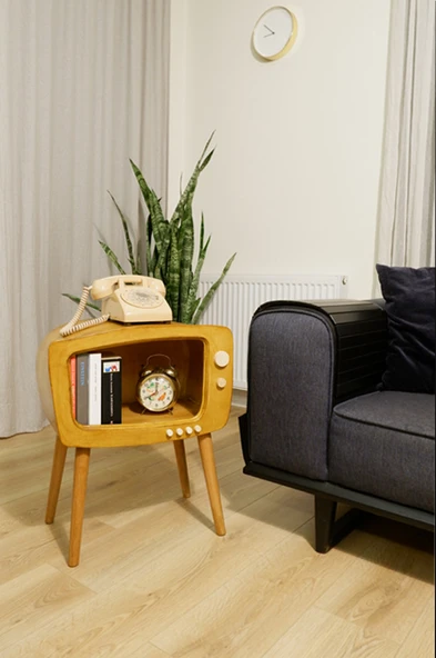 Dekoratif Retro TV Ahşap Sehpa ( Köşe Sehpa ) - 3