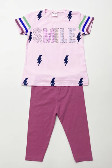 KIZ ÇOCUK KAPRİ TAYTLI TAKIM HARF BASKILI A61 ürün görseli