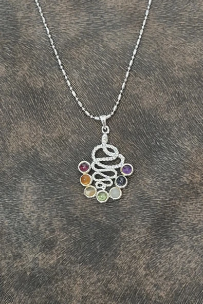 7 Çakra Taşlı Kolye Yılan Motifli 236-C3 - 3