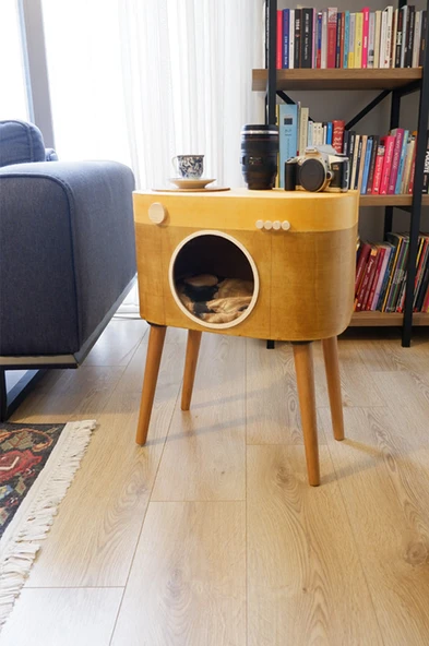 Dekoratif Fotoğraf Makinesi Ahşap Sehpa ( Köşe Sehpa )