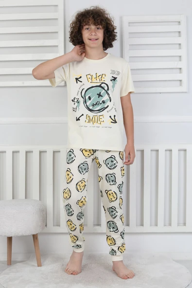 Çizgi Ayı Desenli Erkek Çocuk Pijama Takımı - 9