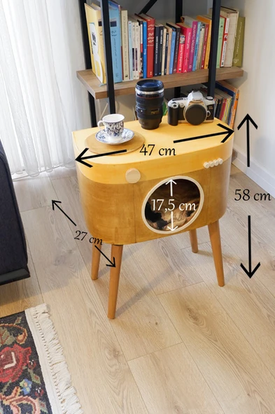 Dekoratif Fotoğraf Makinesi Ahşap Sehpa ( Köşe Sehpa ) - 7