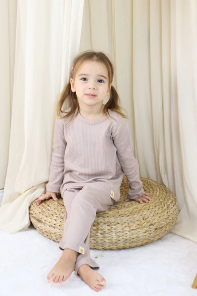 Basic Fitilli İnterlok Kumaş %100 Pamuk 1-5 Yaş Beyaz Bebek Pijama Takımı - 4