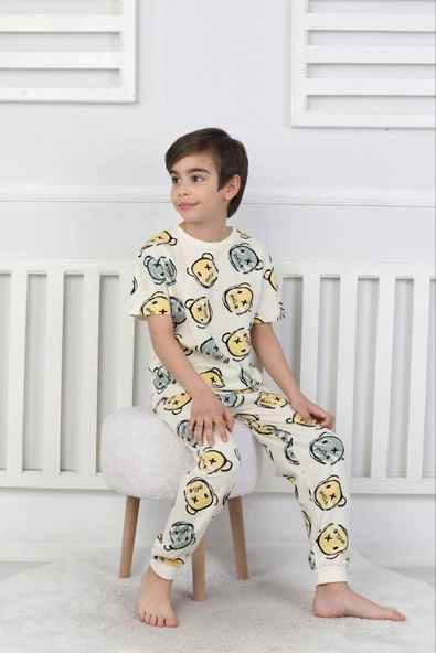 Çizgi Ayı Desenli Erkek Çocuk Pijama Takımı - 3