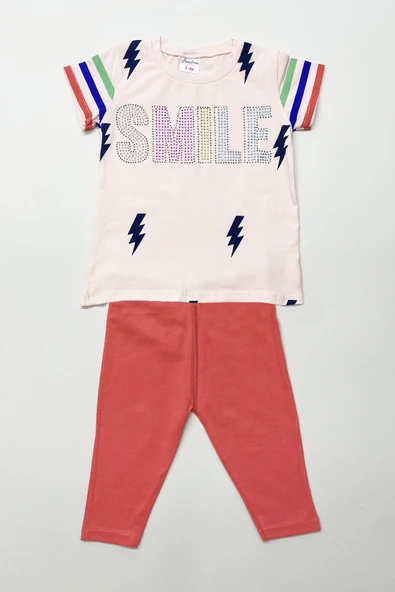 KIZ ÇOCUK KAPRİ TAYTLI TAKIM HARF BASKILI A61 - Resim 16