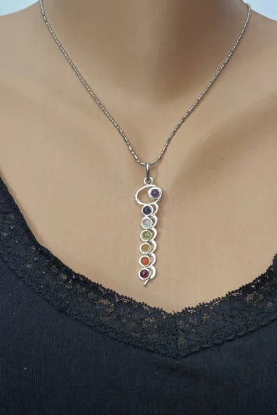 7 Çakra Taşlı Kolye Dalga Motifli 236-C6