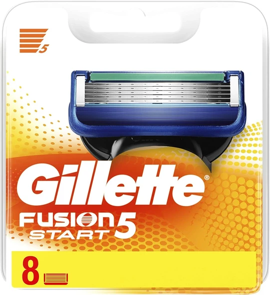 Gillette Fusion5 Start Yedek Erkek Tıraş Bıçağı 8'li - Diş Beyazlatıcı Köpük Hediye