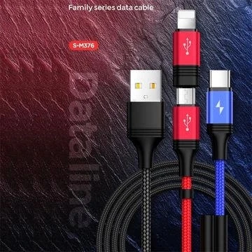 Joyroom S-M376 Type-c Mikro İphone Örgülü Çoklu USB Kablosu - Resim 2