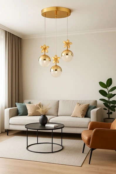 Kelebek Model Gold Kaplama Salon Mutfak Oturma Odası Led Spor Modern Sarkıt Avize