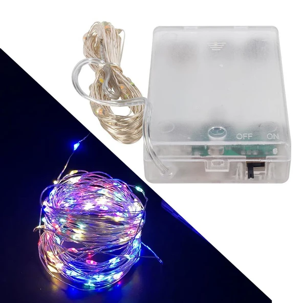 Ayt Powermaster Pilli Rgb 4 Renkli Yanıp Sönen 10 Metre Kablolu Bağ Led Şerit Aydınlatma Ağaç Süsleme Ledi
