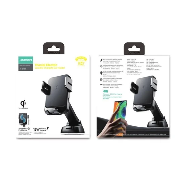Joyroom JR-ZS219 Kablosuz Şarj 15W Vantuzlu Cep Telefonu Tutucu Siyah - 4