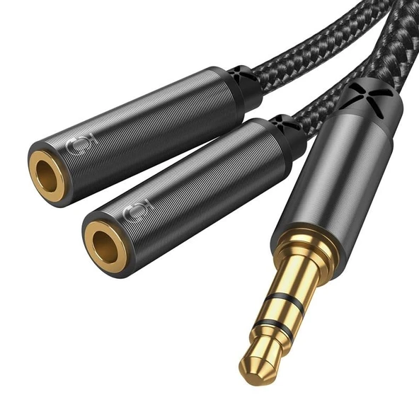 Joyroom SY-A04 Splitter Y Kulaklık Ayırıcı Ses Kablosu 0,2 m-Siyah - 1