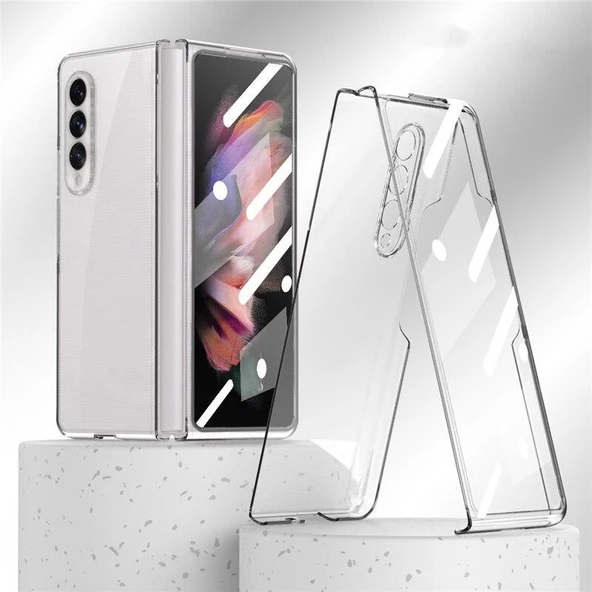 Samsung Galaxy Z Fold 3 Sert Kristal Kapak Koruma Kılıf - Şeffaf - Resim 2