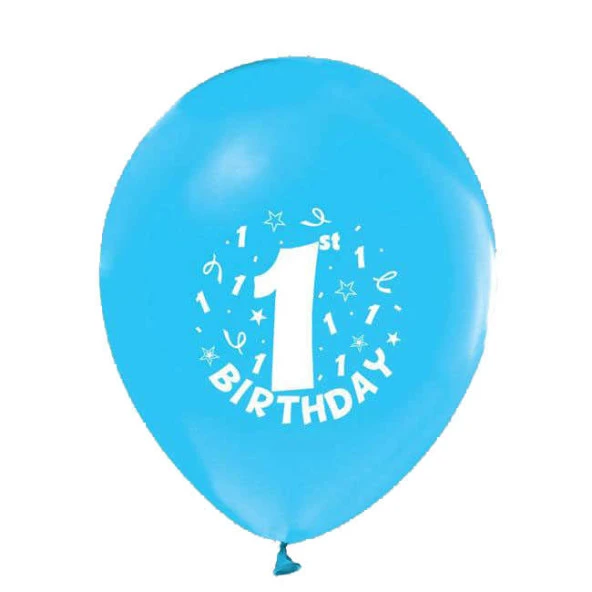 Balon Hapy Birthday 1 Yaş Mavi ( 100 Adet )